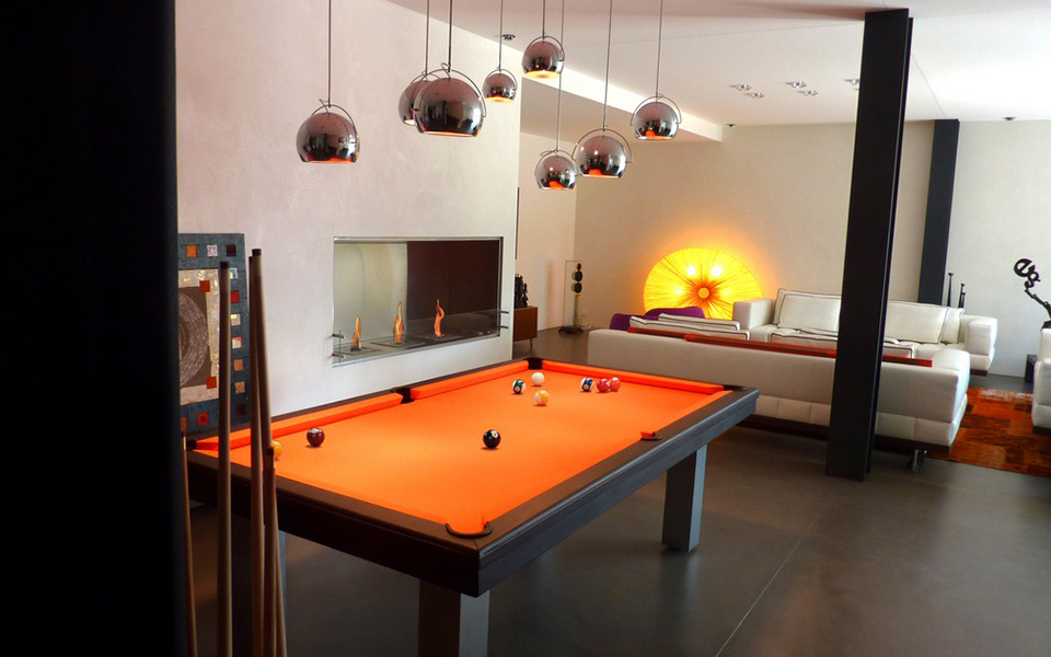 stainless steel pool table Loft - orange and black - customizable - Billards Toulet