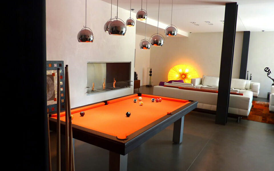 stainless steel billiard table Loft black and orange - billards toulet