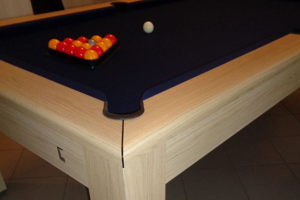 Oak billiard table with navy blue cloth - CL - Billards Toulet