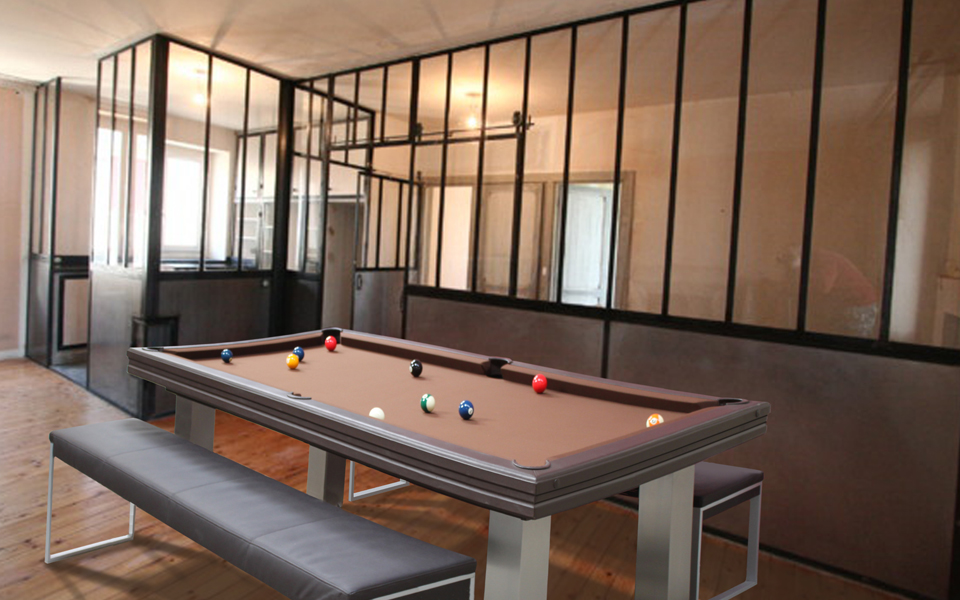 stainless steel billiard table Loft - Design - convertible into a dining table - Billards Toulet