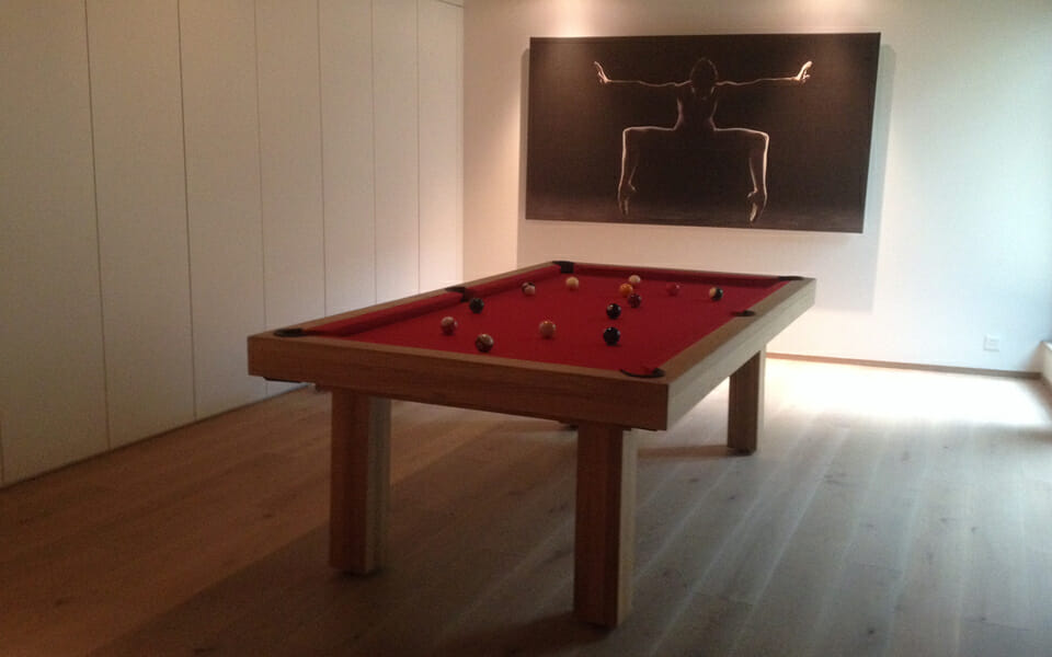 Customizable modern billiard table Purity - Oak and red cloth - Billards Toulet
