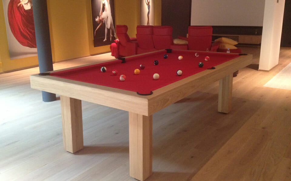 Customizable modern billiard table Purity - Oak and red cloth - Billards Toulet