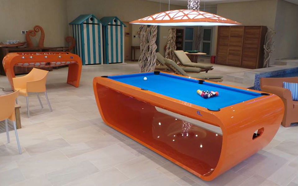 Orange pool table - Billiard Blacklight design - Billards Toulet