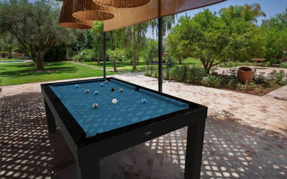 black outdoor pool table Mercure blue cloth - Billards Toulet
