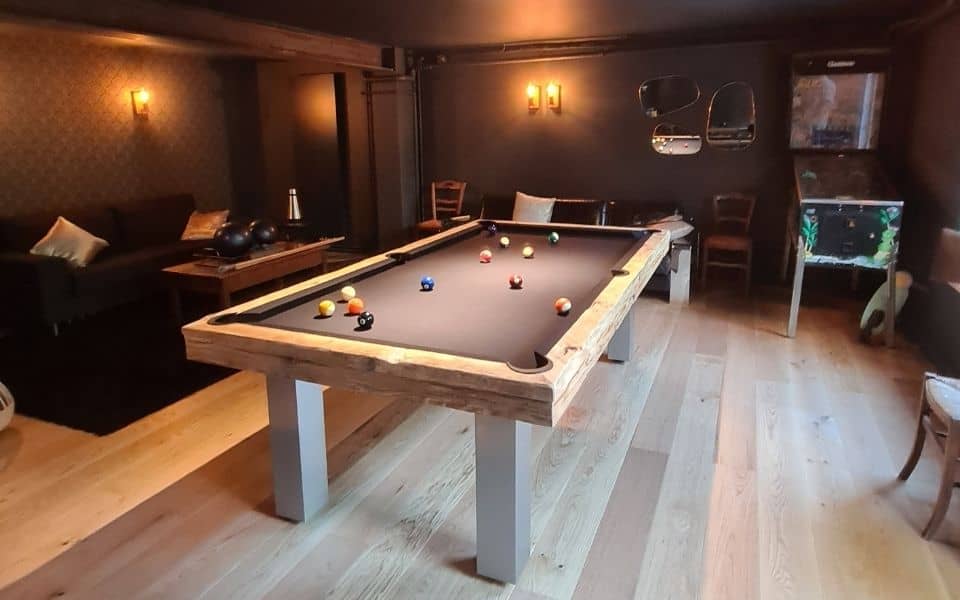 Design pool table stainless steel wood Megeve - Billards Toulet