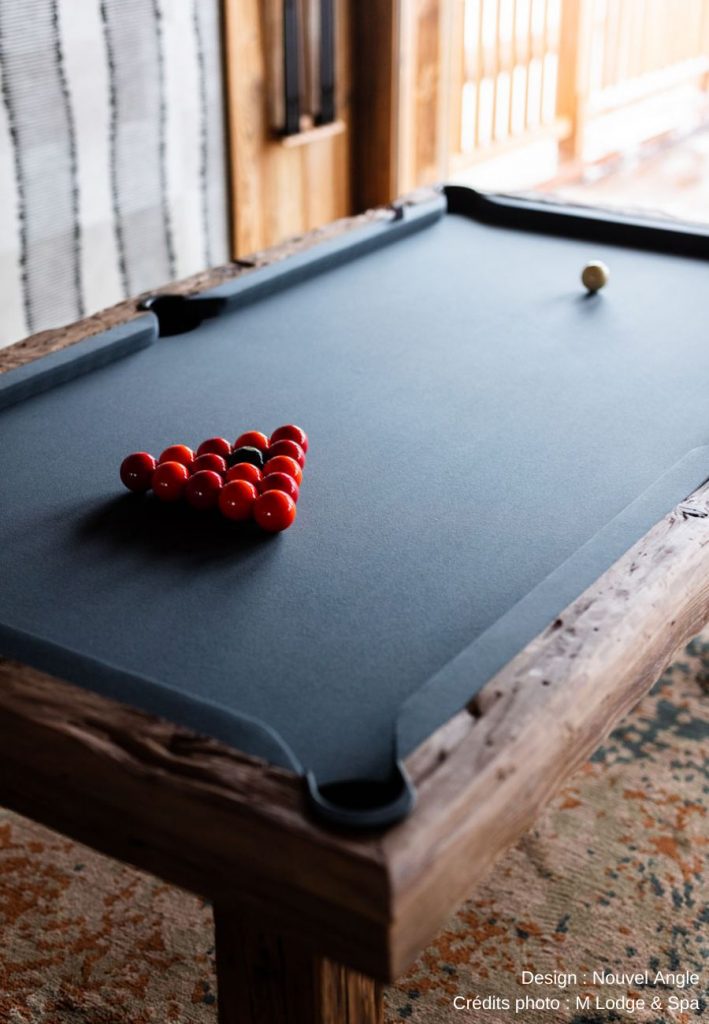 The Megève billiard table in the heart of the M Lodge & Spa Hotel, by