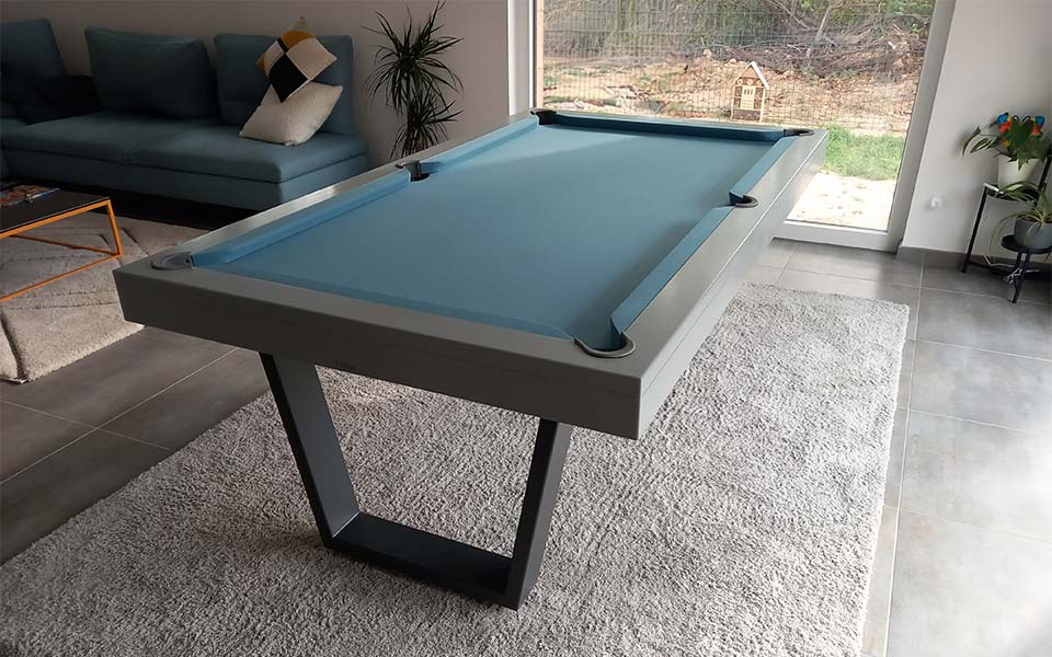 Modern pool table grey blue cloth Iron - Toulet