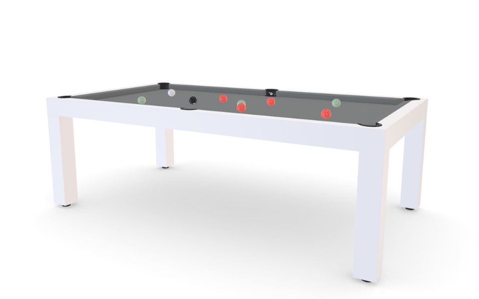 outdoor convertible white Pearl Kerrock pool table Toulet