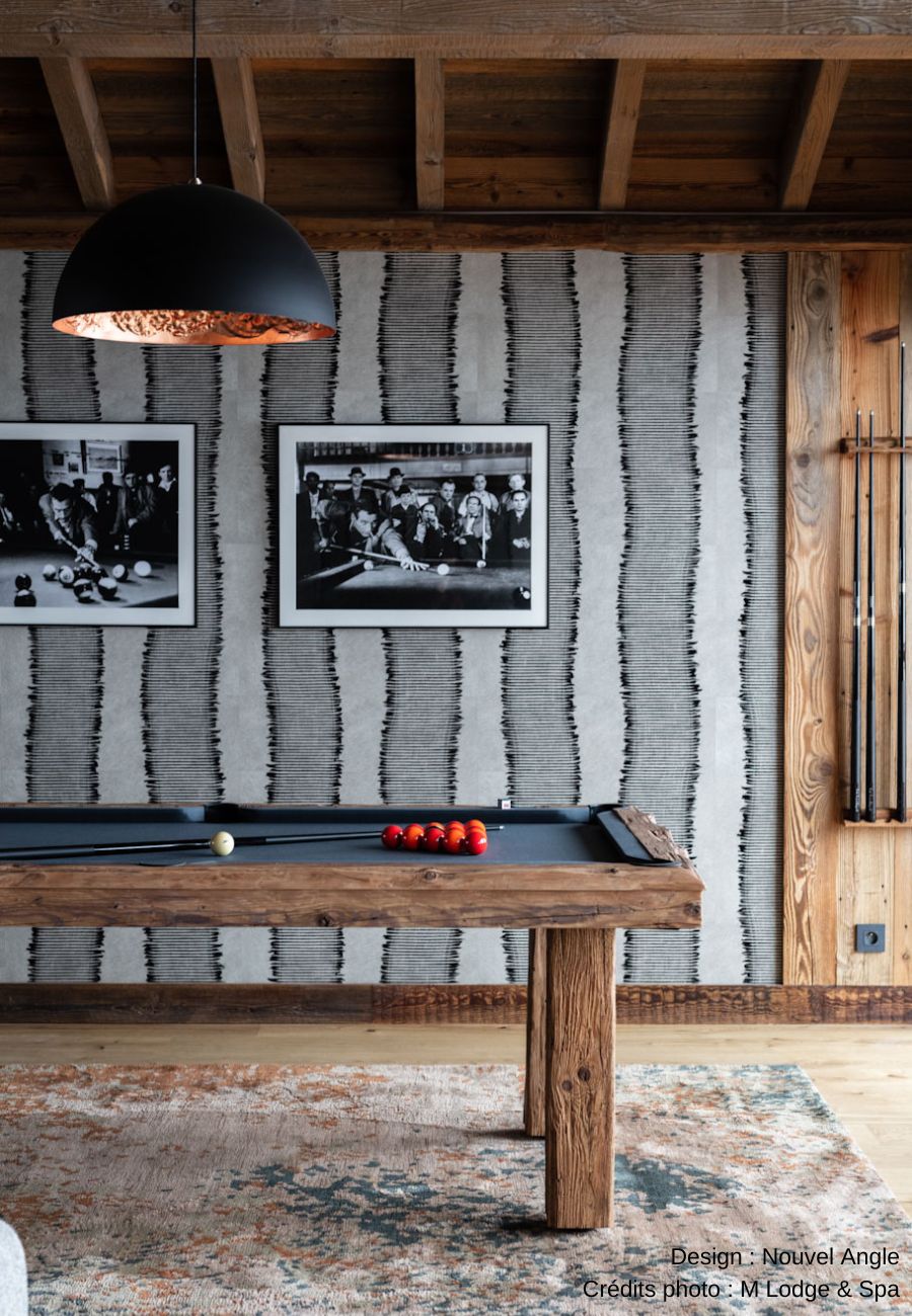 Wood pool table design Megeve chalet Nouvel Angle - Billards Toulet